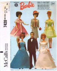 7428 BARBIE KEN DOLL 64 TUX BRIDAL UNDIES SUIT HAT BAG PATTERN